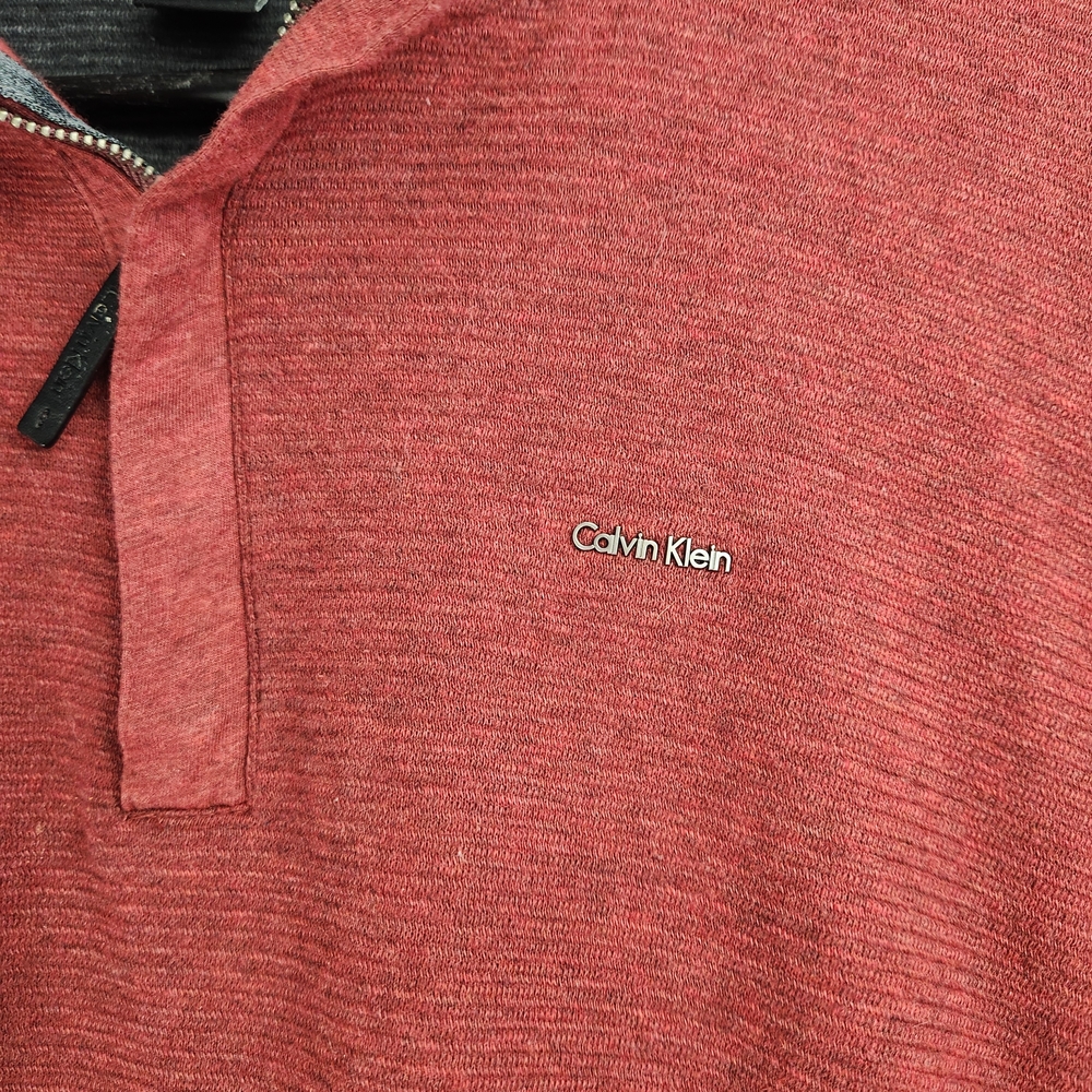 Mens Calvin Klein Red Knit Sweater Pullover - Picture 7 of 14